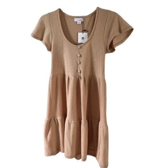 Ten Sixty Sherman Soft Camel Ribbed Dress Size Medium - Picture 3 of 5